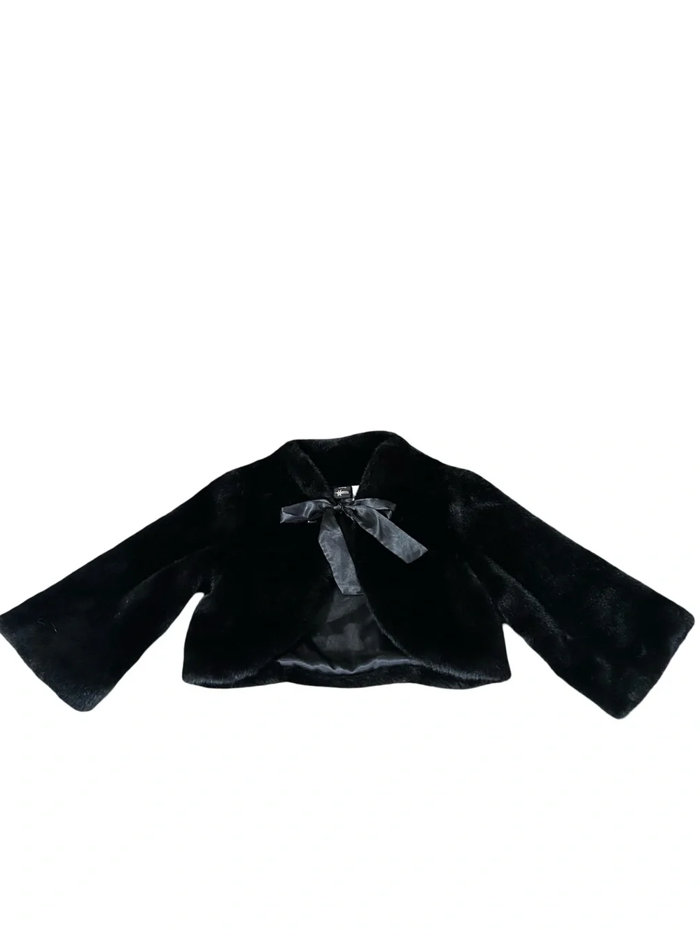 Disney Hannah Montana Faux Fur Black Cropped Shrug Girls XL 16 Fits XS Petite
